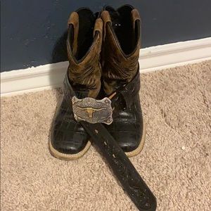 Toddler Black Ariat Croc look boots/Belt